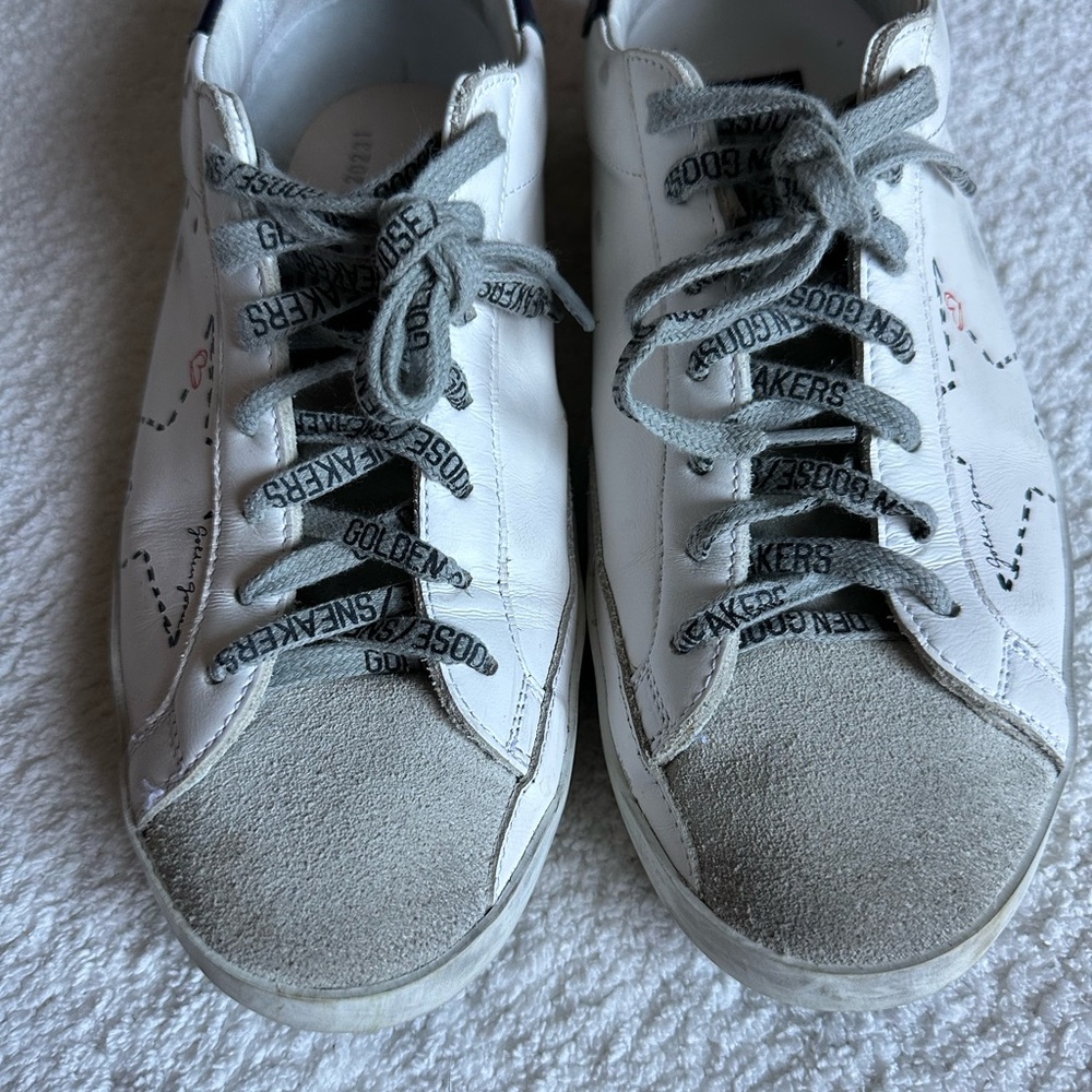 Golden Goose Womans’ Super Star White and Gray Sneakers